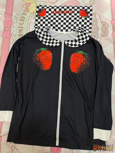【现货掉落】ACDCRAG中古稀有孤品黑红棋盘格水手领外套草莓