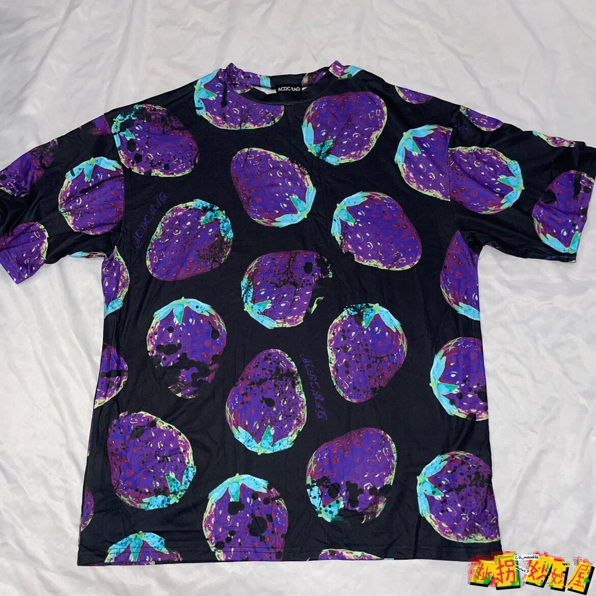 【现货掉落】ACDCRAG中古稀有孤品可爱黑紫oversize短袖t草莓
