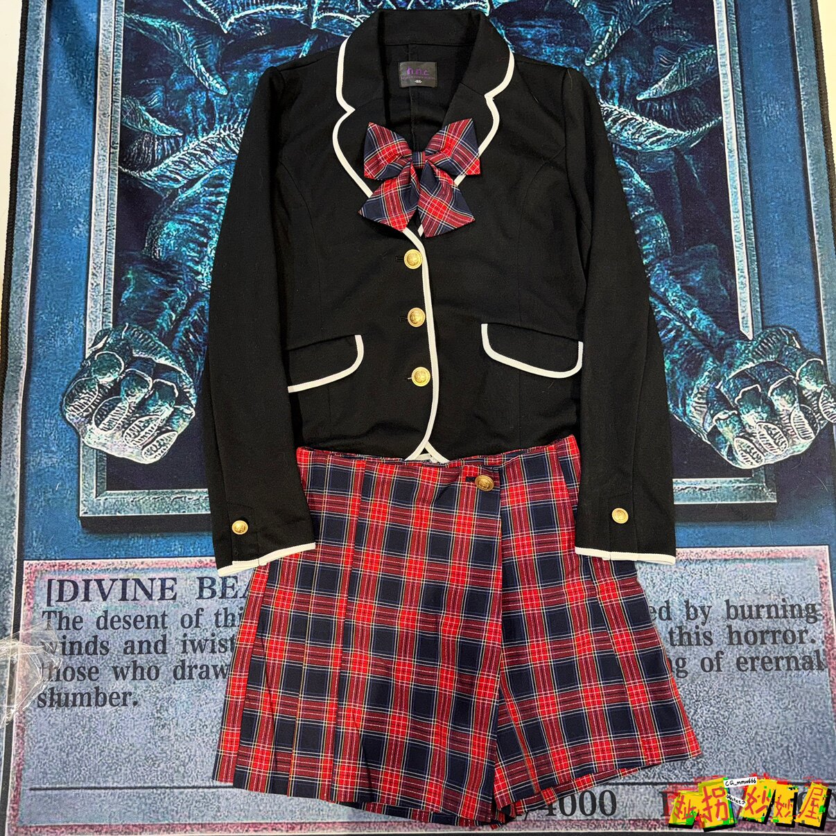 【现货掉落】h.n.c日牌中古稀有孤品可爱jk制服西服套装裙裤红格