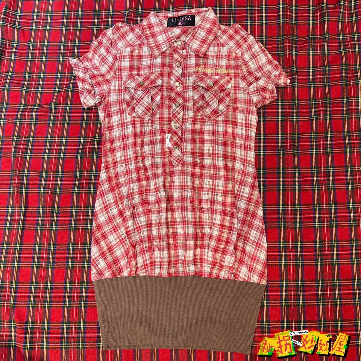 【现货掉落】lizlisadoll日牌中古稀有孤品可爱衬衫裙红格古着y2k