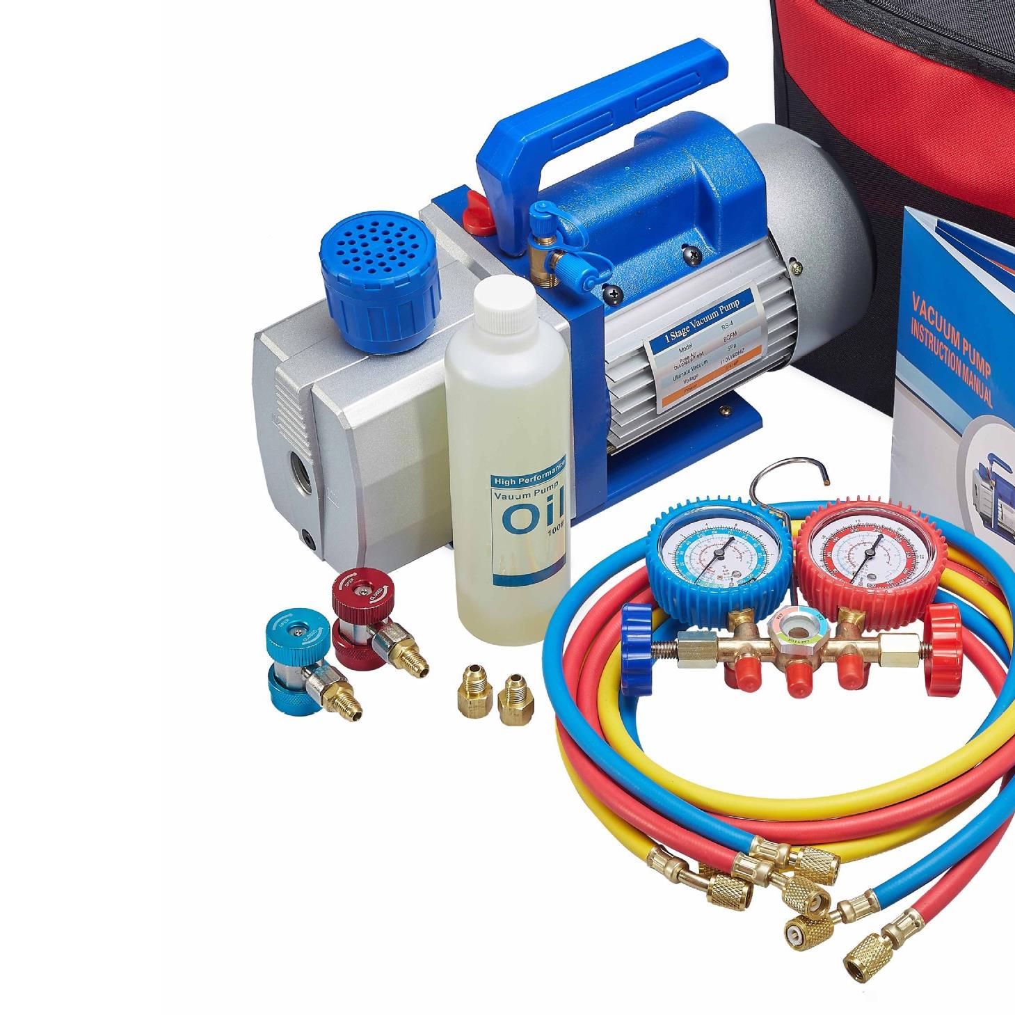 工厂直发3CFM vacuum pump真空泵R410A双表阀组组合套装/维修工具