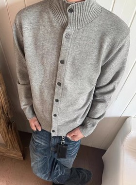 EME 德系抗起球纯色立领开衫毛衣男女老钱松弛慵懒感长袖针织上衣