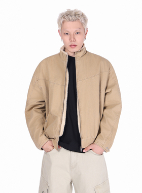 CLAEFON 冬季座山雕立领加绒加厚飞行夹克男女复古休闲棉服外套潮