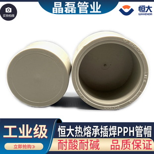 恒大热熔承插焊PPH管帽pp-h堵头PP管堵热熔对接管50mm 63 75 90