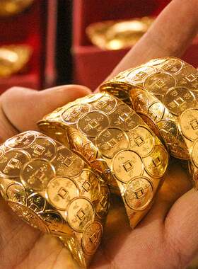 合金仿铜元宝十二个盒装家居客厅摆件开业礼品供奉大清库银