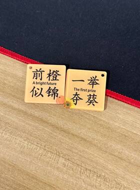 亚克力双面钥匙扣前程似锦文字钥匙圈毛绒配饰一举夺魁字牌挂件