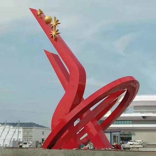 大型不锈钢雕塑公园金属铁艺镂空鹿圆环浪花抽象景观园林户外摆件