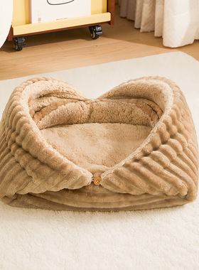 跨境狗窝冬天保暖半封闭式小型犬比熊沙发宠物床毛毯垫子猫窝