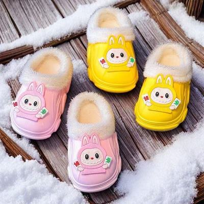 拉布布儿童冬季防水保暖棉拖鞋