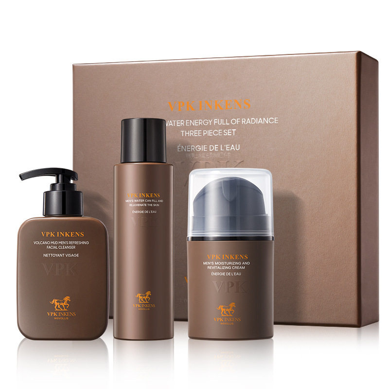 VPK男士水能充盈焕颜三件套168g+120ml+50g男士护理护肤套装洁面