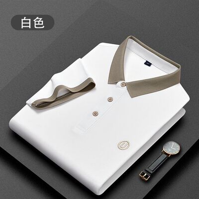刺绣翻领短袖t恤跨境外贸免烫大码polo衫男士爸爸装 夏季时尚商务