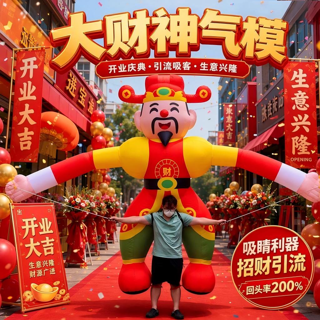 财神爷充气人偶穿戴式背包互动