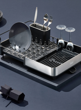 英国JosephJoseph厨房碗碟沥水架不锈钢伸缩碗筷盘子收纳置物架