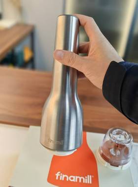 finamill电动胡椒研磨器不锈钢外壳便携多功能调料罐厨房海盐研磨