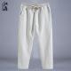 宽松大码 运动直筒裤 亚麻裤 棉麻9九分裤 休闲长裤 薄款 子男士 男夏季