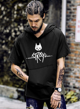 迷失猫游戏周边短袖连帽卫衣服二次元巫师帽衫宽松运动潮牌上衣潮