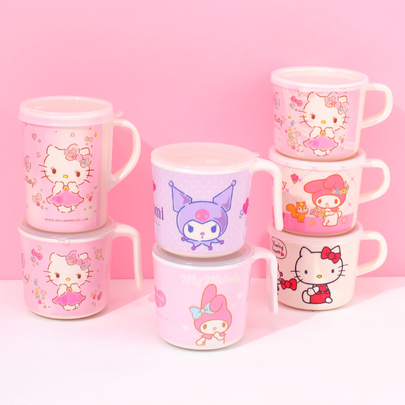 五和三丽鸥美乐蒂儿童喝水杯子防摔有带盖直饮杯幼儿园宝宝吸管杯