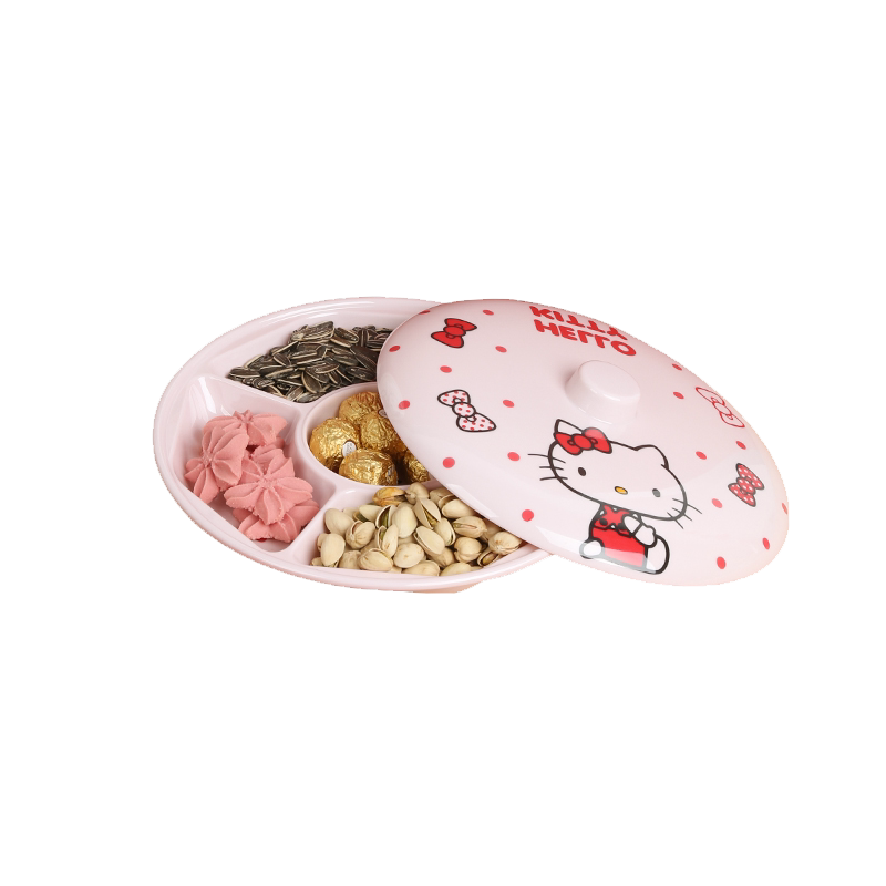 五和凯蒂猫糖果盒果盘收纳盒新年客厅家用瓜子盘零食盘过年水果盘