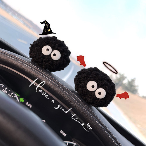 网红小黑煤球汽车摆件无痕粘贴