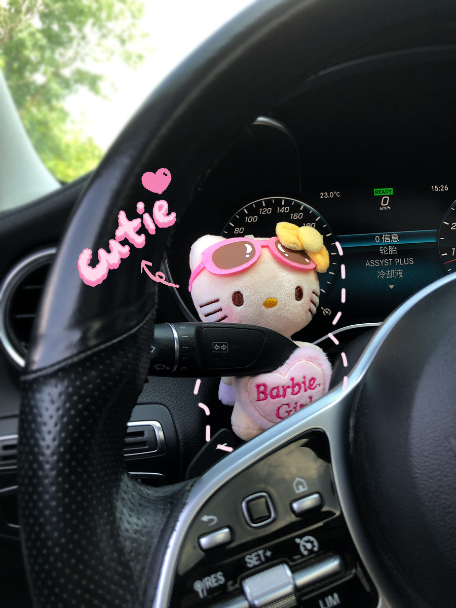 新车礼物可爱KT猫汽车怀挡装饰车载摆件车内毛绒公仔雨刮器转向灯