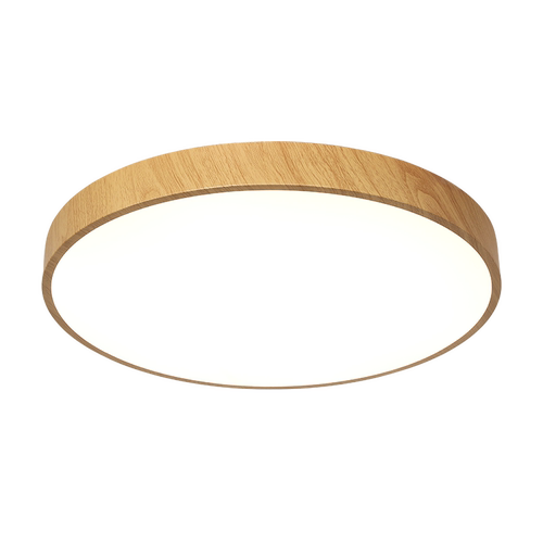 北欧LED吸顶灯原木纹色新中式客厅主卧室灯房间书房家用圆形灯具