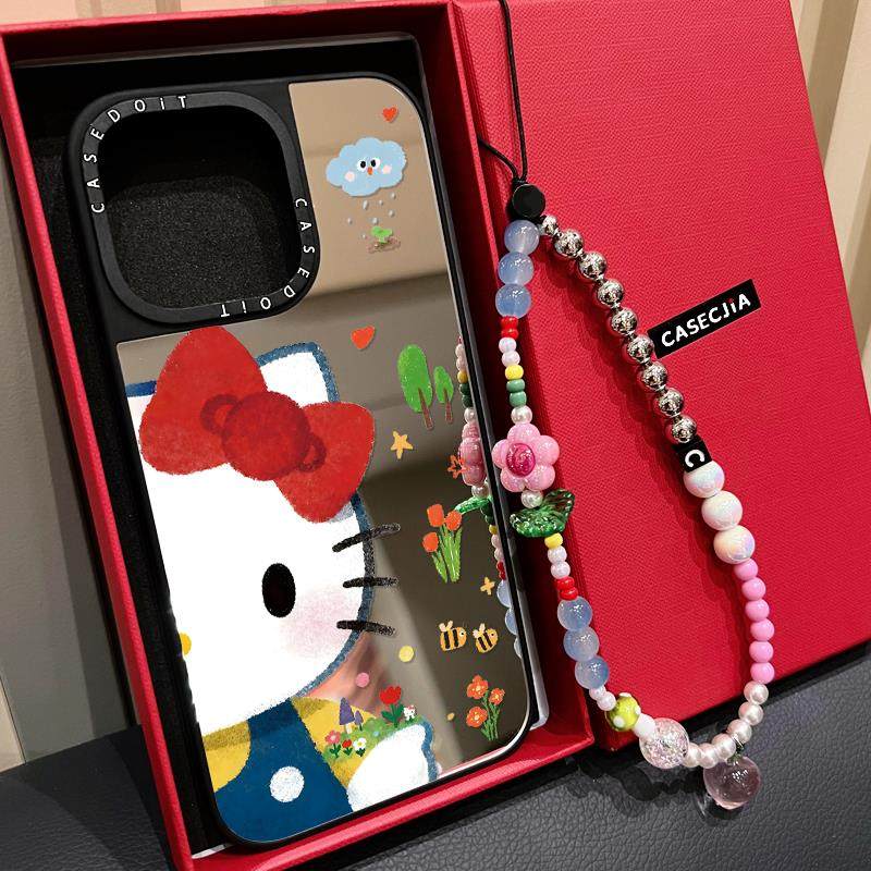 C家联名MagSafe磁吸涂鸦水彩半脸Kitty猫适用iphone17手机壳16promax苹果15pro镜面14plus可爱13/12日韩Air