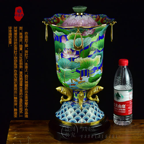 霍铁辉景泰蓝花瓶15寸《和谐有余