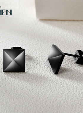 OMEN黑色网红男士耳钉男韩国潮男生简约铆钉嘻哈气质单只耳环女饰