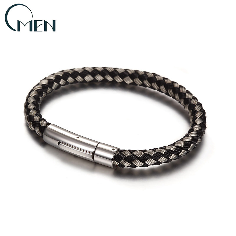 OMEN欧美时尚轻奢潮饰男士钛钢编制手链男潮生日礼物个性复古饰品,饰品/流行首饰/时尚饰品新,手链,淘宝优惠券,粉丝福利购,淘宝优惠卷