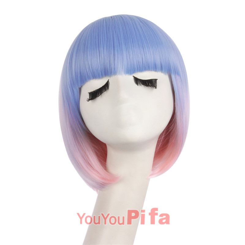 潼漫女短发多色可爱气质波波头粉紫自然万用动漫齐刘海BOBO头cos