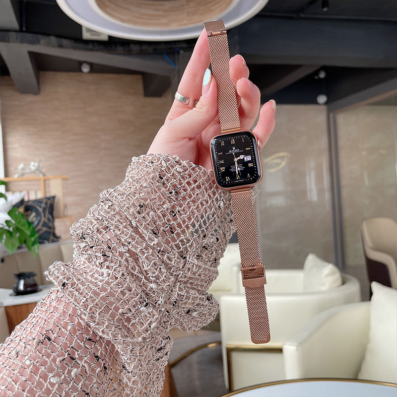 信之韵小蛮腰米兰金属iwatch表带applewatch手表带苹果手表6女款小众细夏天se新款44mm夏季5日系4运动42高级
