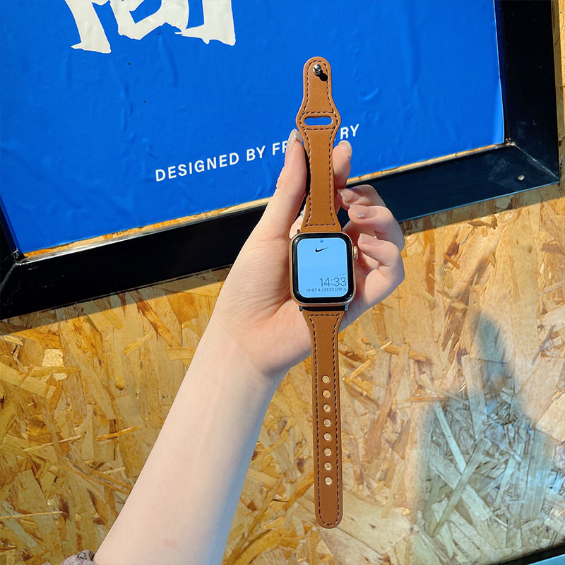 信之韵iwatch表带苹果手表applewatch手表带6小众se新款40女款44mm夏天38男款皮质夏季高级3真皮细4小蛮腰5