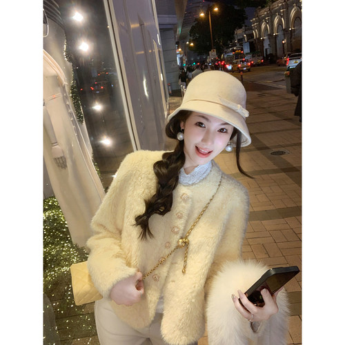 短款皮草女高级感皮毛一体外套