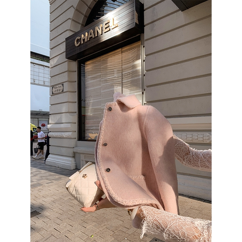 鱼兔子的兔子双面呢长袖短外套