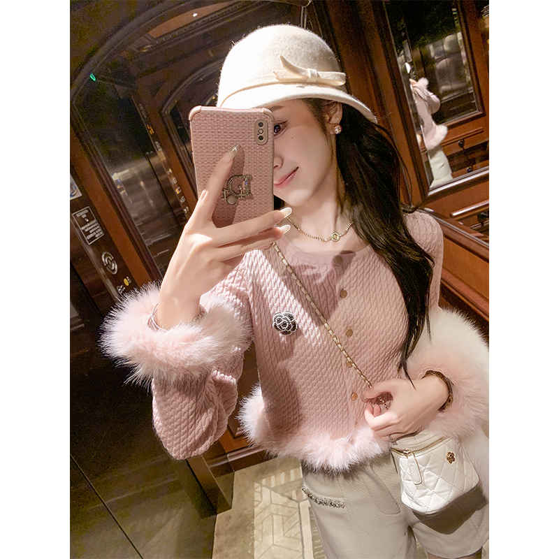 鱼兔子的兔子小香长袖针织开衫女