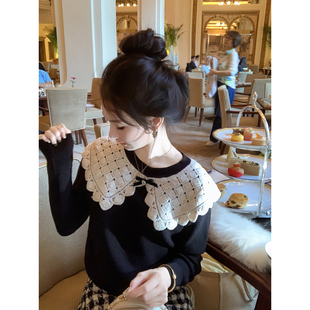 鱼兔子 设计感韩系娃娃领毛衣女2025秋冬百搭氛围感上衣 兔子