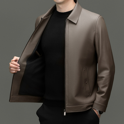 整皮海宁真皮皮衣男外套绵羊皮皮夹克羽绒服内胆鹅绒毛领新款大码