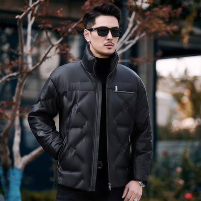 海宁高端绵羊皮2025男士新款立领真皮皮衣羽绒服白鸭绒保暖潮