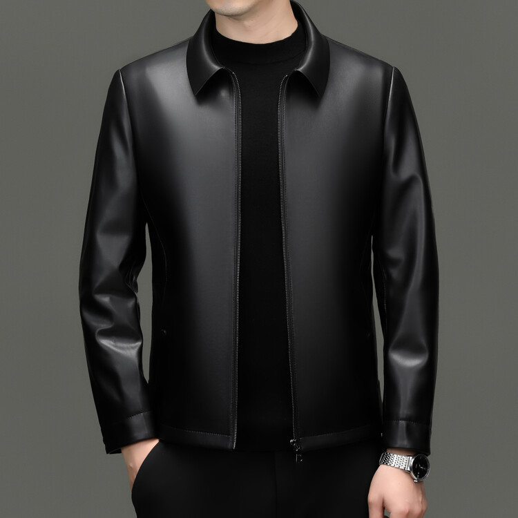 海宁真皮皮衣男士秋季新款绵羊皮夹克修身薄款商务海宁皮衣外套潮