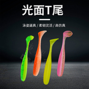 路亚饵 2.5 鳜鱼鲈鱼黑鱼鲶鱼 铅头钩钓组 3寸光面T尾 东鼎软饵