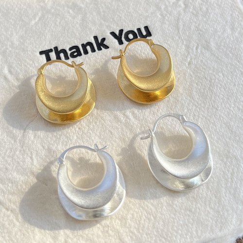 新款独特高级感双层几何U形耳扣