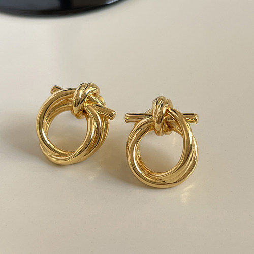 小众简约打结扭曲耳环