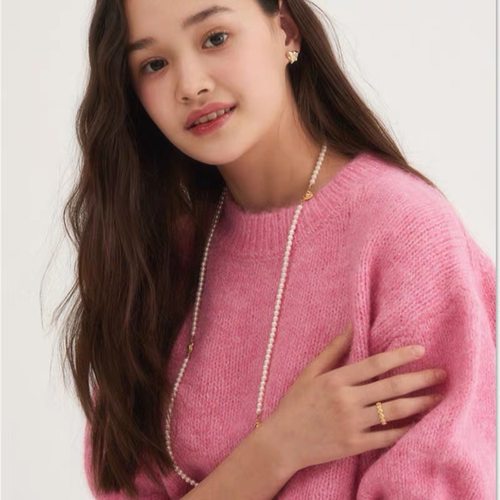 轻奢高级感长款爱心珍珠项链