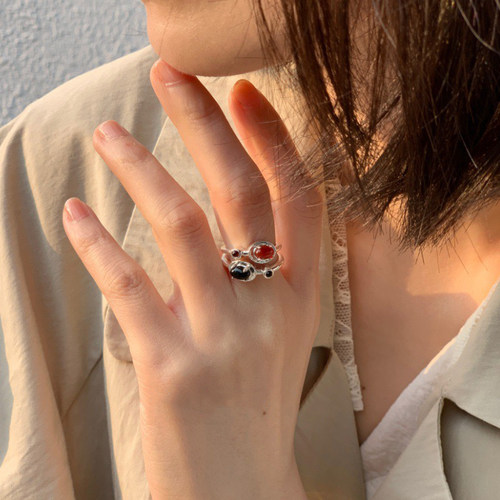 复古天然石925纯银戒指