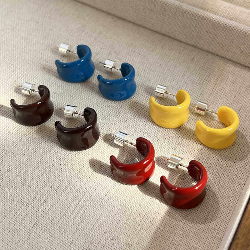 新款多色独特珐琅小耳圈