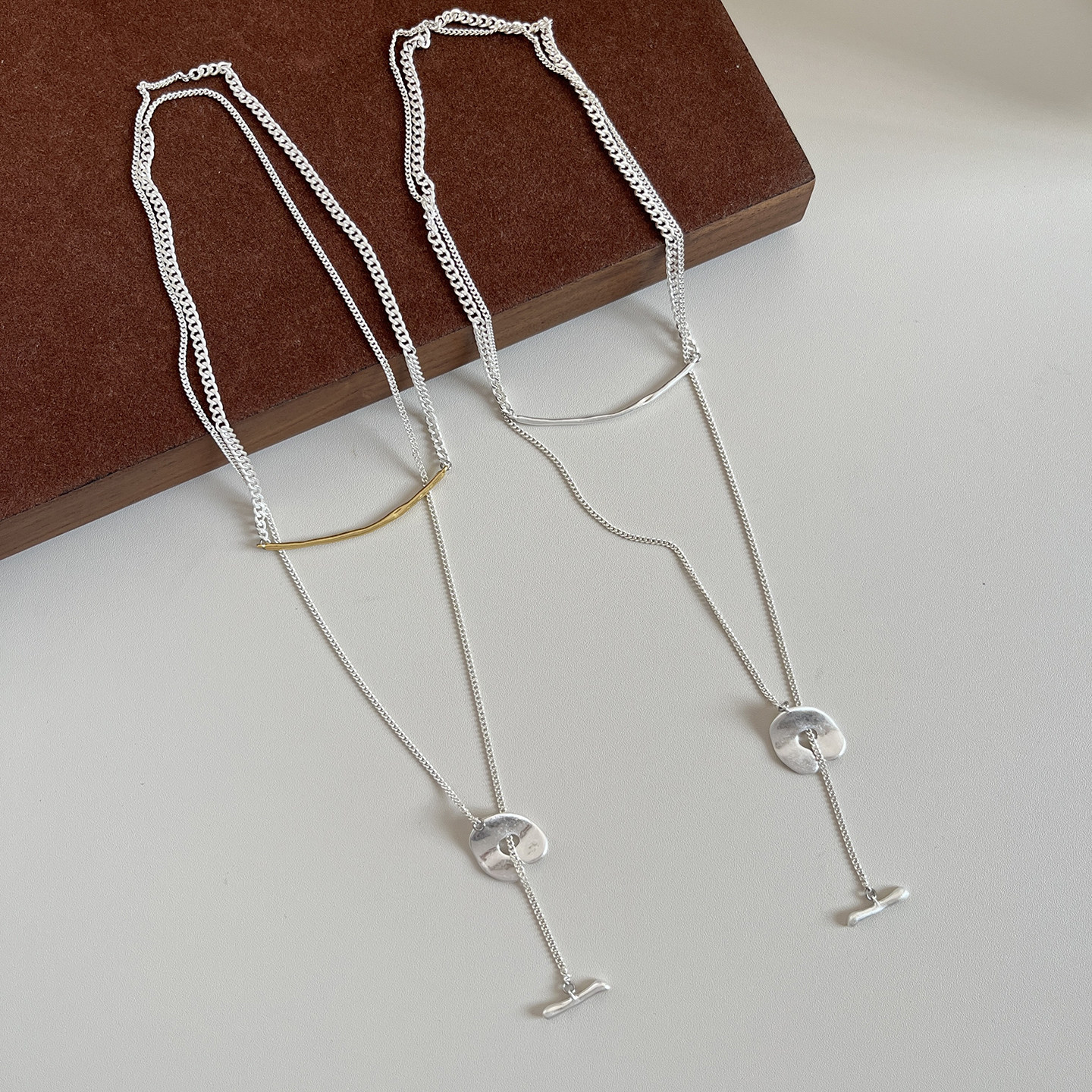 松本惠奈银色多种戴法OT扣项链