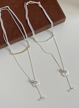 松本惠奈银色多种戴法OT扣项链