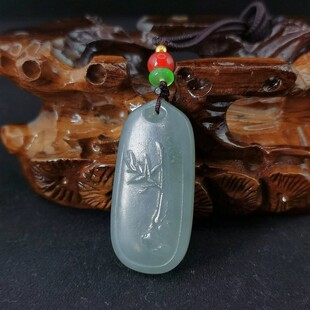 和田玉一路联科小牌子，和田玉竹节，竹报平安小牌子，烟青色。