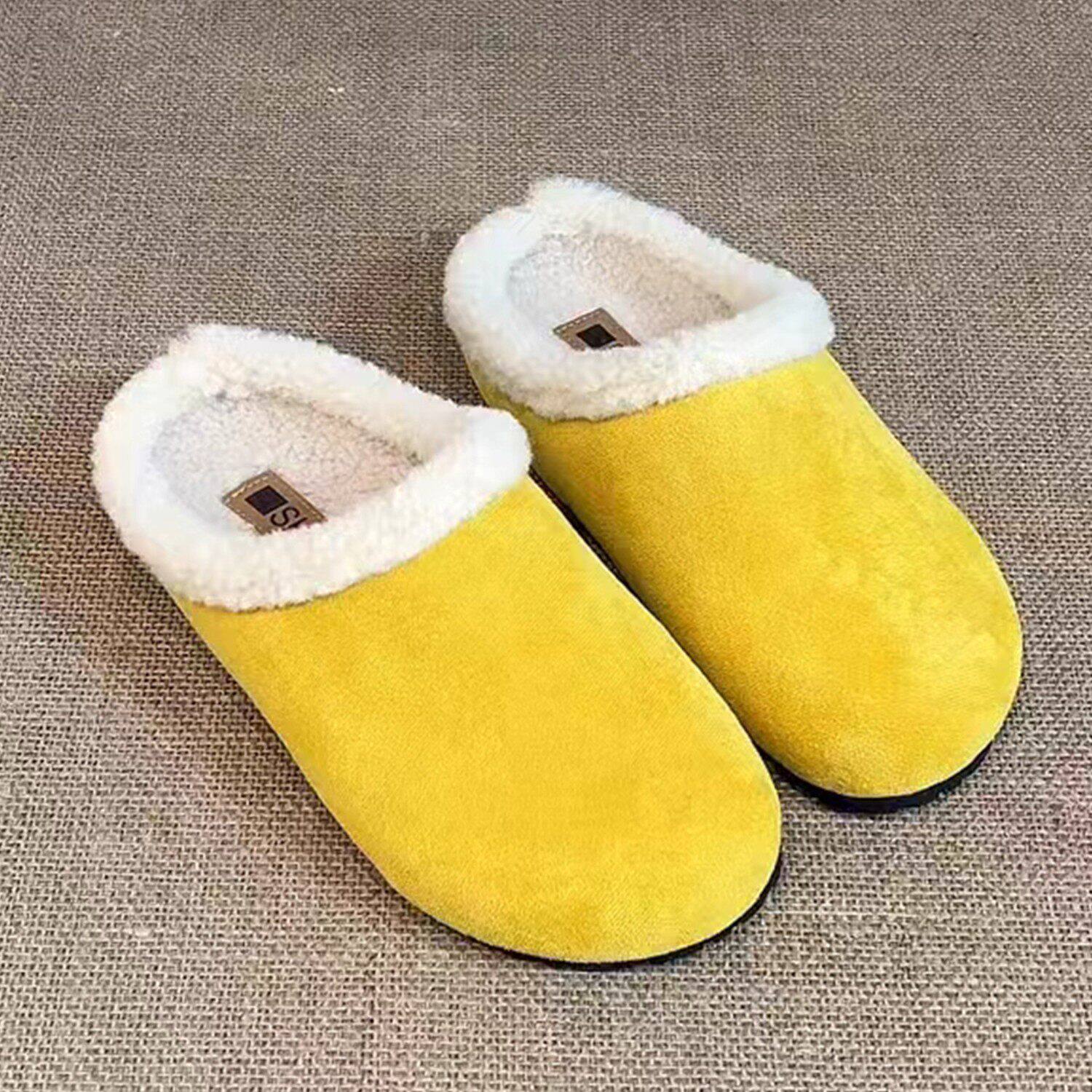 2026年冬季时尚磨砂真皮圆头厚底毛毛鞋女外穿加绒保暖包头棉拖鞋