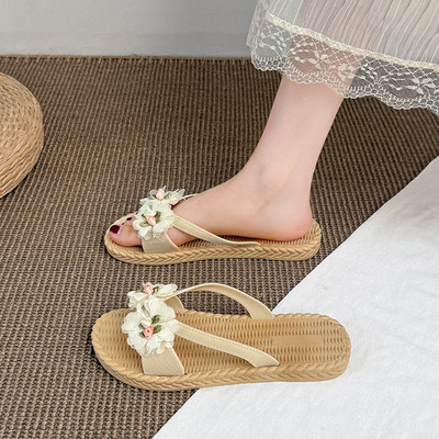 甜美温柔风花朵凉拖鞋女